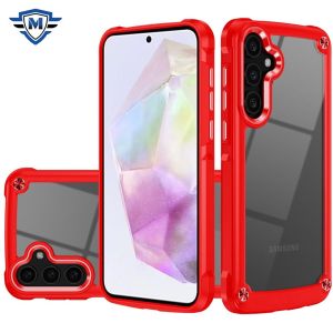 METKASE For Samsung Galaxy A36 / A56 Ultimate CaseX Transparent Hybrid Case with Metal Buttons And Camera Edges - Red