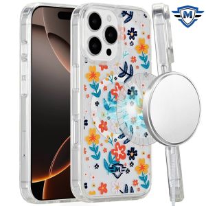 [METKASE] For iPhone 16 Pro Max 6.9 inch Magnetic Space UV Design Case - Colorful Floral