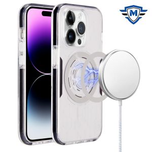 For iPhone 15 Pro Max METKASE IMD Design Pattern [Magnetic Circle] Premium Hybrid Case - Clear Pattern