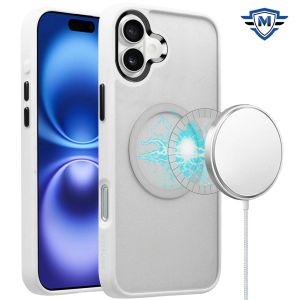 [METKASE] For iPhone 16 Plus 6.7 inch Magnetic CLARITY Transparent Hybrid - White