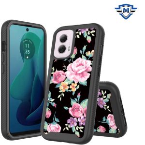 For Motorola Moto G 5G 2024 METKASE Premium Exotic Design Hybrid Case in Slide-Out Package - Tropical Romantic Colorful Roses Floral