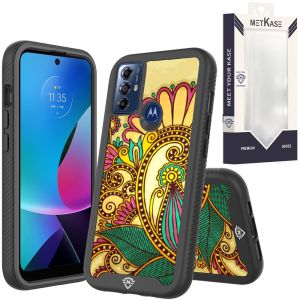 For Motorola Moto G Play 2023 METKASE Premium Exotic Design Hybrid Case in Slide-Out Package - Antique Flower