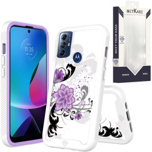 For Motorola Moto G Play 2023 METKASE Premium Exotic Design Hybrid Case in Slide-Out Package - Purple Lily