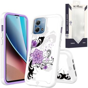 For Motorola G Stylus 5G 2023 METKASE Premium Exotic Design Hybrid Case in Slide-Out Package - Purple Lily