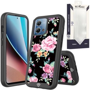 For Motorola G Stylus 5G 2023 METKASE Premium Exotic Design Hybrid Case in Slide-Out Package - Tropical Romantic Colorful Roses Floral