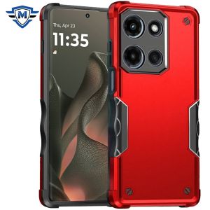 [METKASE] For Motorola Edge 2025 Exquisite Tough Shockproof Hybrid Case Cover - Red