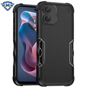 For Motorola Moto G Play 2024 METKASE Exquisite Tough Shockproof Hybrid Case Cover in Premium Slide-Out Package - Black