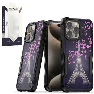 For Samsung S23 Ultra METKASE Premium Exquisite Design Hybrid in Slide-Out Package - Dark Grunge Eiffel Tower Paris Sakura Flowers