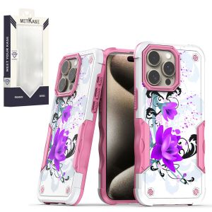 For Motorola Moto G Play 2023 METKASE Premium Exquisite Design Hybrid in Slide-Out Package - Rose Pink Floral