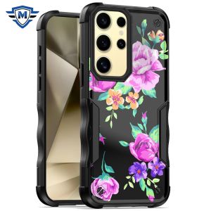 For Samsung Galaxy s24 Plus METKASE Premium Exquisite Design Hybrid in Slide-Out Package - Tropical Romantic Colorful Roses Floral