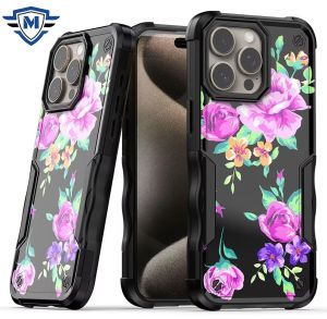 For iPhone 14 6.1" METKASE Premium Exquisite Design Hybrid in Slide-Out Package - Tropical Romantic Colorful Roses Floral
