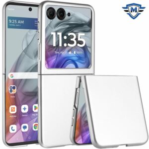 For Motorola Razr 2025 2024 METKASE Flip Snap On Premium Matte Finish Case Cover in Slide-Out Package - Silver