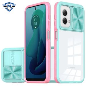 For Motorola Moto G 5G 2024 METKASE Fusion Transparent Clear Hybrid Case Cover in Premium Slide-Out Package - Pink/Blue
