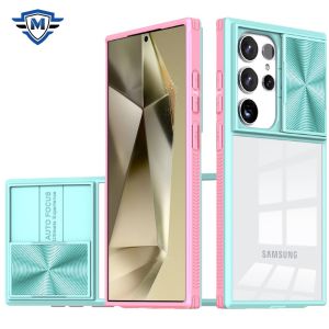 For Samsung Galaxy s24 Ultra METKASE Fusion Transparent Clear Hybrid Case Cover in Premium Slide-Out Package - Pink/Blue