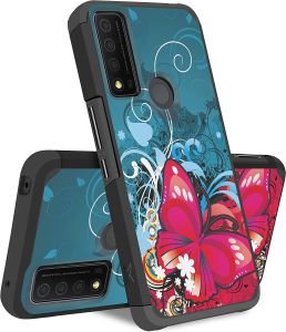 For TCL 30 XE 5G Tough Strong Slim Dual-Layer ShockProof Hybrid Case Cover - Butterfly Bliss