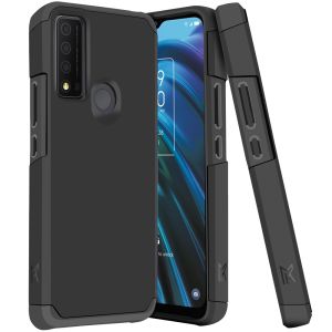For TCL 30 XE 5G Tough Strong Slim Dual-Layer ShockProof Hybrid Case Cover - Black