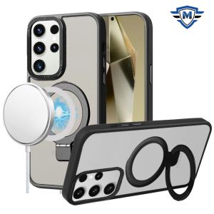 For Samsung Galaxy s24 Plus METKASE Magnetic Metal Surrounded Ring Stand Hybrid in Slide-Out Package - Black