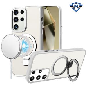 For Samsung Galaxy s24 METKASE Magnetic Metal Surrounded Ring Stand Hybrid in Slide-Out Package - Clear