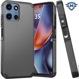 [METKASE] For Motorola Moto G 5G 2025 (Original Series) Tough Strong Shockproof Hybrid in Slide-Out Package - Charcoal Grey