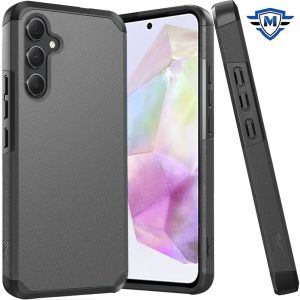 [METKASE] For Samsung Galaxy A36 (Original Series) Tough Strong Shockproof Hybrid in Slide-Out Package - Charcoal Grey