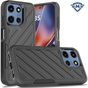 METKASE For Motorola Moto G 5G 2025 Noble lined shockproof dual layer hybrid - Black/Black