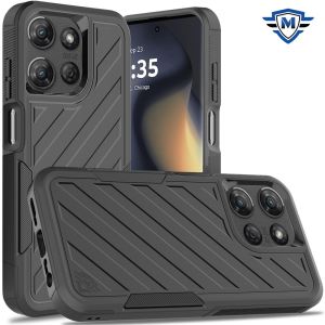 [METKASE] For Motorola Edge 2025 Noble lined shockproof dual layer hybrid - Black/Black