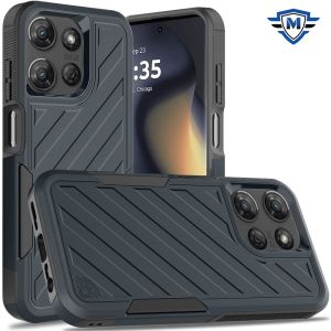 [METKASE] For Motorola Edge 2025 Noble lined shockproof dual layer hybrid - Blue/Black