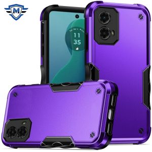 For Motorola Moto G 5G 2024 METKASE Exquisite Tough Shockproof Hybrid in Slide-Out Package - Dark Purple/Black