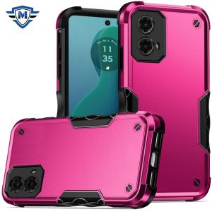 For Motorola Moto G 5G 2024 METKASE Exquisite Tough Shockproof Hybrid in Slide-Out Package - Hot Pink/Black