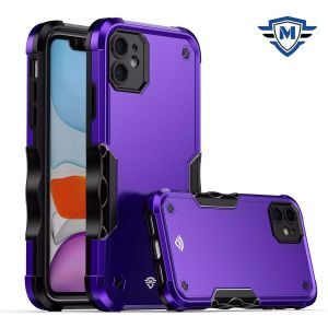 For iPhone 15 METKASE Exquisite Tough Shockproof Hybrid in Slide-Out Package - Dark Purple/Black