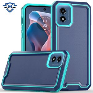For Motorola Moto G Play 2024 METKASE Rank Tough Strong Modern Fused Hybrid in Slide-Out Package - Blue