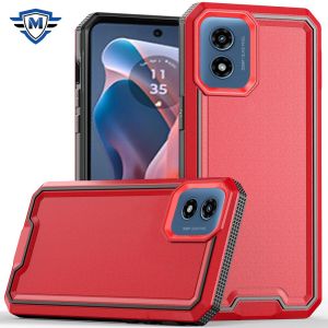 For Motorola Moto G Play 2024 METKASE Rank Tough Strong Modern Fused Hybrid in Slide-Out Package - Red