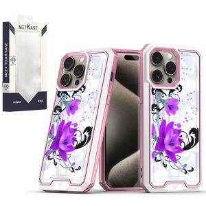 For Samsung Galaxy s23 METKASE Premium RANK Design Fused Hybrid in Slide-Out Package - Rose Pink Floral
