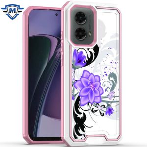 For Motorola Moto G Stylus 5G 2024 METKASE Premium RANK Design Fused Hybrid in Slide-Out Package - Purple Lily