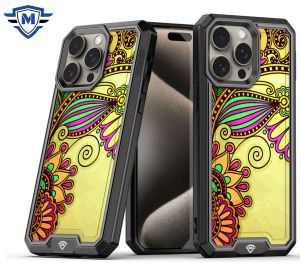 For iP15 Pro Max METKASE Premium RANK Design Fused Hybrid in Slide-Out Package - Antique Flower