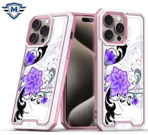 For iPhone 14 PRO MAX 6.7" METKASE Premium RANK Design Fused Hybrid in Slide-Out Package - Purple Lily