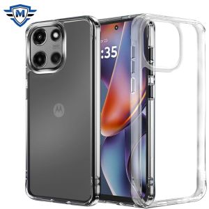 METKASE For Motorola Moto G Play 2023 PURE CRYSTAL Transparent Thick 2.0mm ShockProof Chromed Buttons Case Cover - Clear