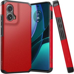 For Motorola Moto Edge 5G 2024 Tough Strong Hybrid (Magnet Mount Friendly) Case Cover - Red