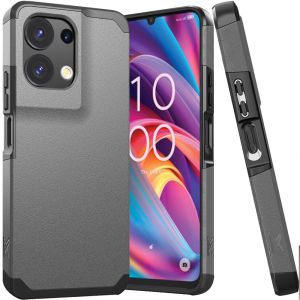 For TCL K32 5G Tough Strong Hybrid (Magnet Mount Friendly) Case Cover - Charcoal Grey