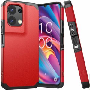 For TCL K32 / K33 5G Tough Strong Hybrid (Magnet Mount Friendly) Case Cover - Red