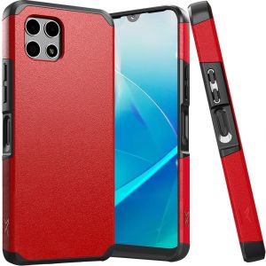 For REVVL 7 5G Tough Strong Hybrid (Magnet Mount Friendly) Case Cover - Red