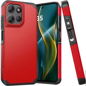For Moto G Stylus 5G 2025 (Original Series) Tough Strong Shockproof Hybrid in Slide-Out Package - Red