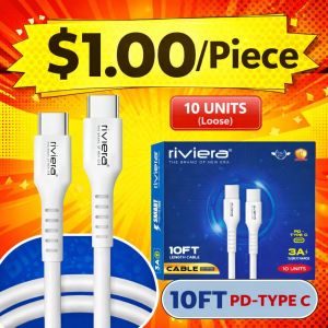 10FT Fast Charging Cable [Type C - Type C (PD)] - White