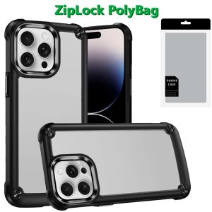 [PolyBag] For iPhone 14 Pro Max Ultimate CaseX Transparent Hybrid Case with Metal Buttons And Camera Edges - Black