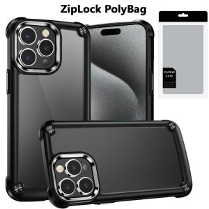 [PolyBag] For iP15 Pro Max Ultimate CaseX Transparent Hybrid Case with Metal Buttons And Camera Edges - Black