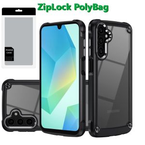[PolyBag] For Samsung A16 5G Ultimate CaseX Transparent Hybrid Case with Metal Buttons And Camera Edges - Black