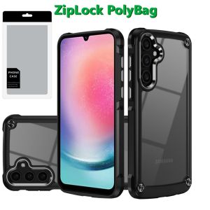 [PolyBag] For Samsung Galaxy A26 Ultimate CaseX Transparent Hybrid Case with Metal Buttons And Camera Edges - Black