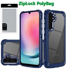 [PolyBag] For Samsung Galaxy A26 Ultimate CaseX Transparent Hybrid Case with Metal Buttons And Camera Edges - Blue