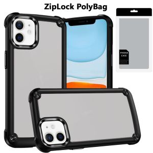 [PolyBag] For iPhone 11 Ultimate CaseX Transparent Hybrid Case with Metal Buttons And Camera Edges - Black