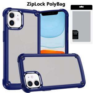 [PolyBag] For iPhone 11 Ultimate CaseX Transparent Hybrid Case with Metal Buttons And Camera Edges - Blue